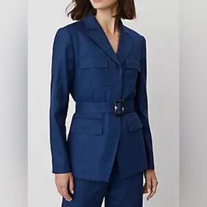 Ann Taylor Safari Linen Blend Jacket in Calm Shores Blue Size 4 NWT!
